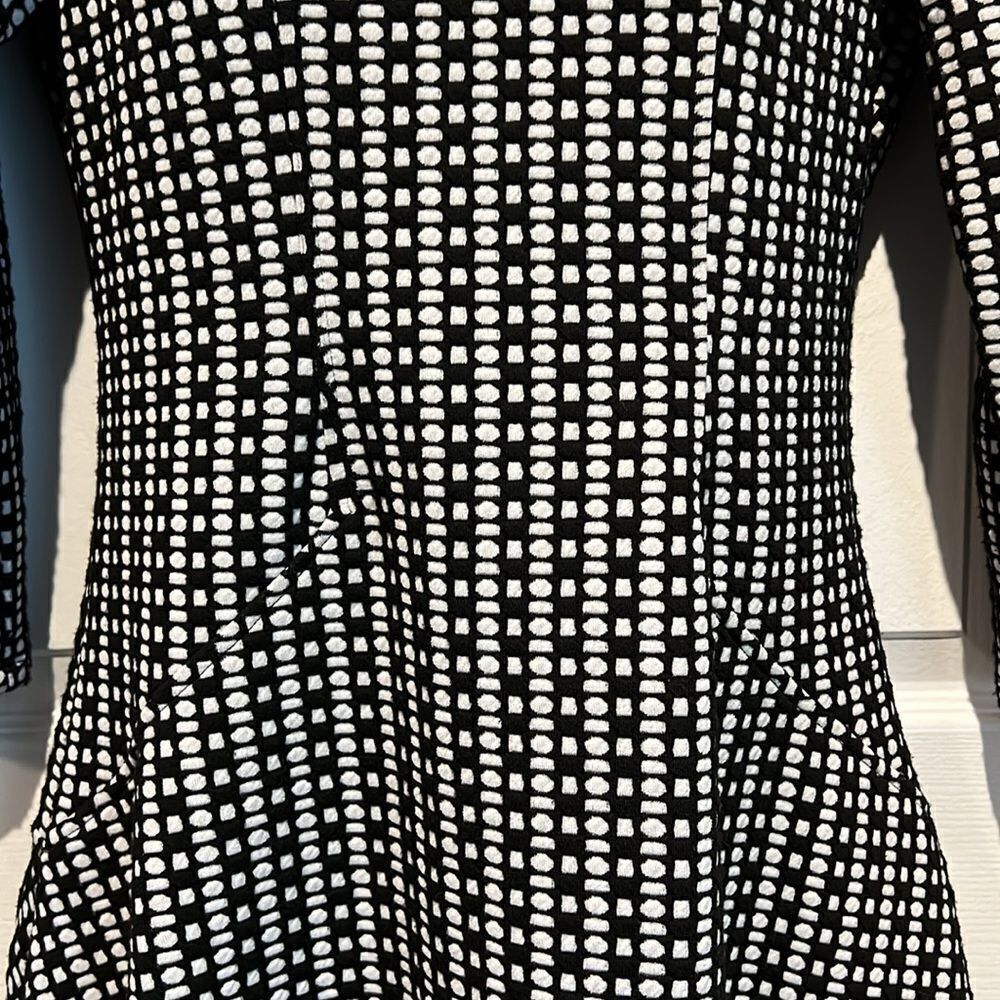 Calvin Klein‎ Black/White 3/4 Sleeve Fit & Flare Dress Size 4 - Picture 3 of 12
